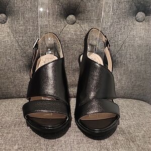 LifeStride Black Open-Toe Slingback Heels